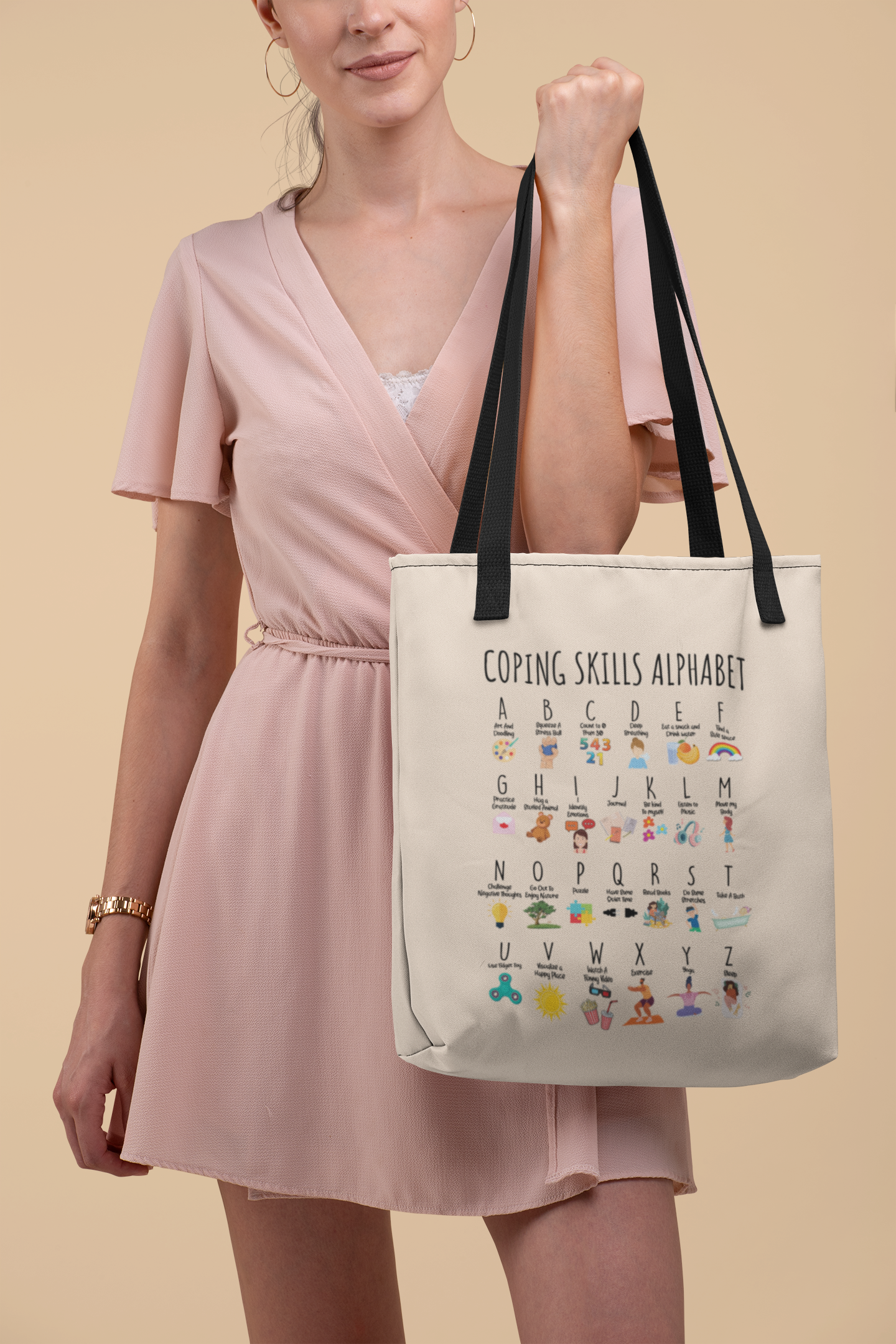 Coping Skills Alphabet Tote Bag